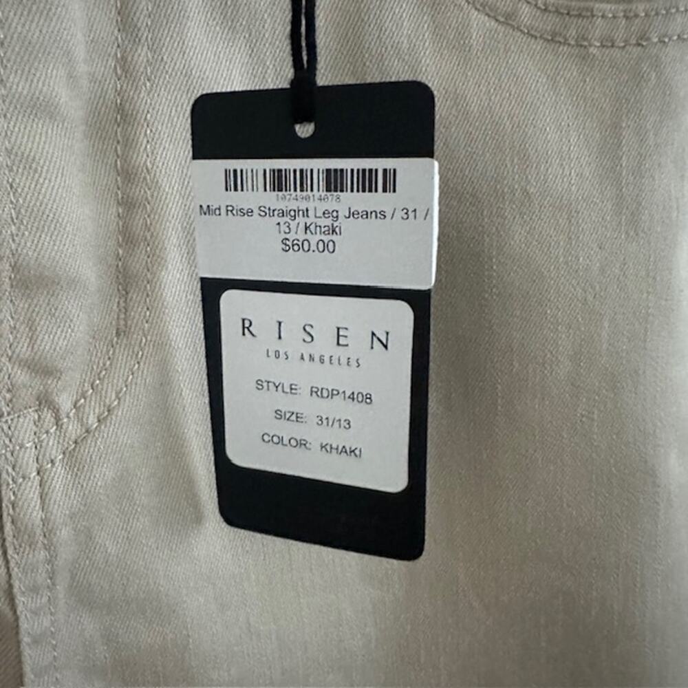 Risen NWT Khaki Mid-Rise Raw Hem Straight Leg Jeans Size - 31/13 - Picture 10 of 11